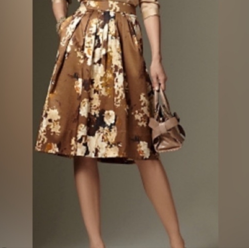 Talbots Floral Brown Skirt 14Petite